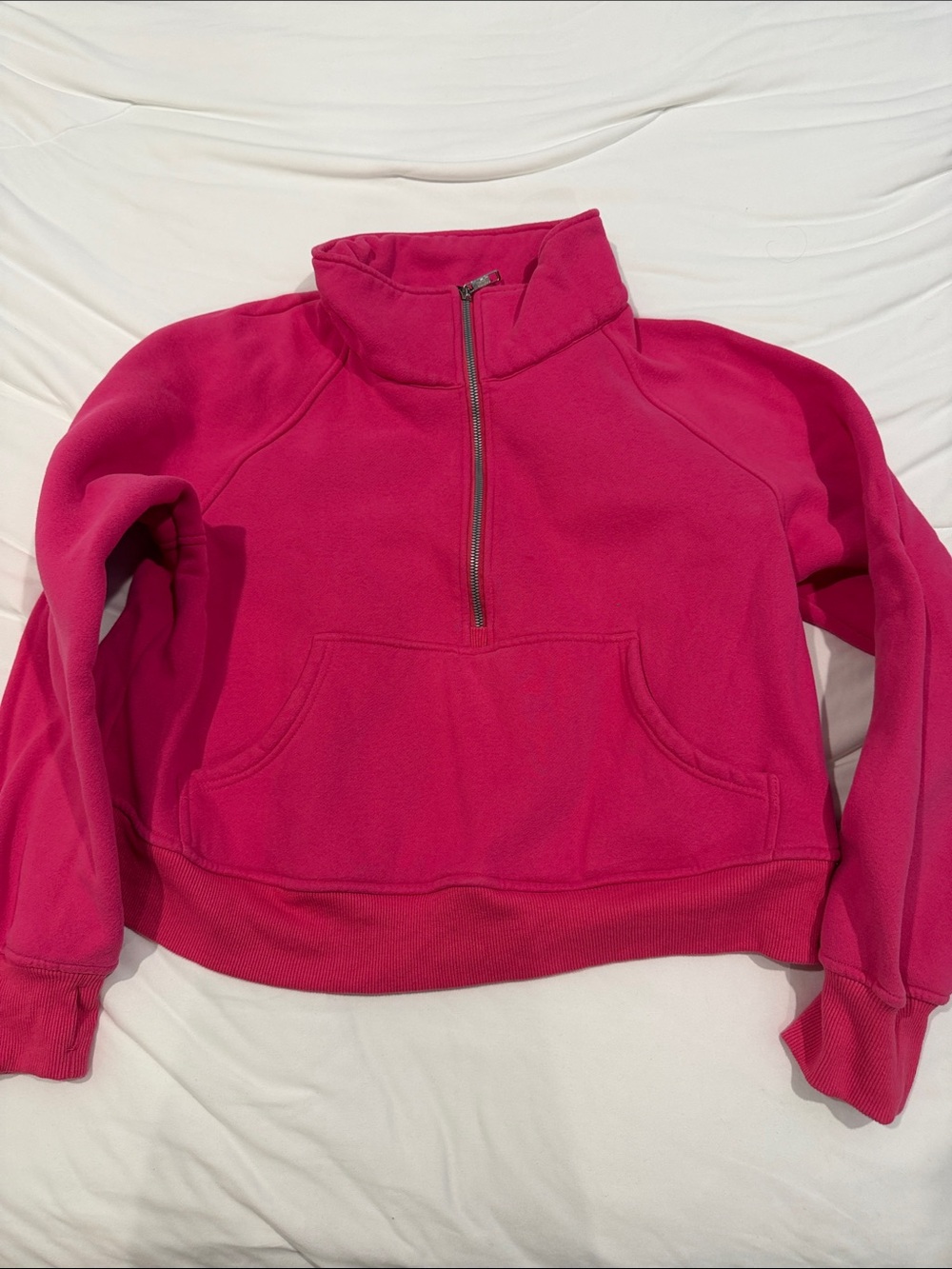 Women's Cropped Half-Zip Fleece Pullover - Bright Pink